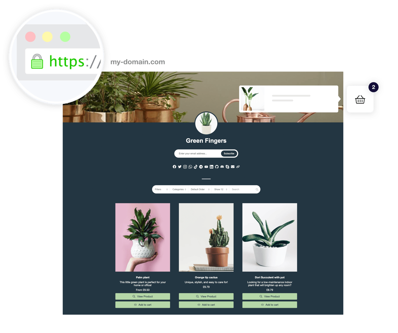 Online shop with custom domain name Online shopping with custom domain name