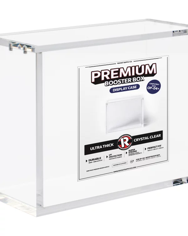 one piece booster box display case Premium 02 Booster Acrylic  UV-Resistant, Magnetic Lid and colors Ray Yi Premium Acrylic One
