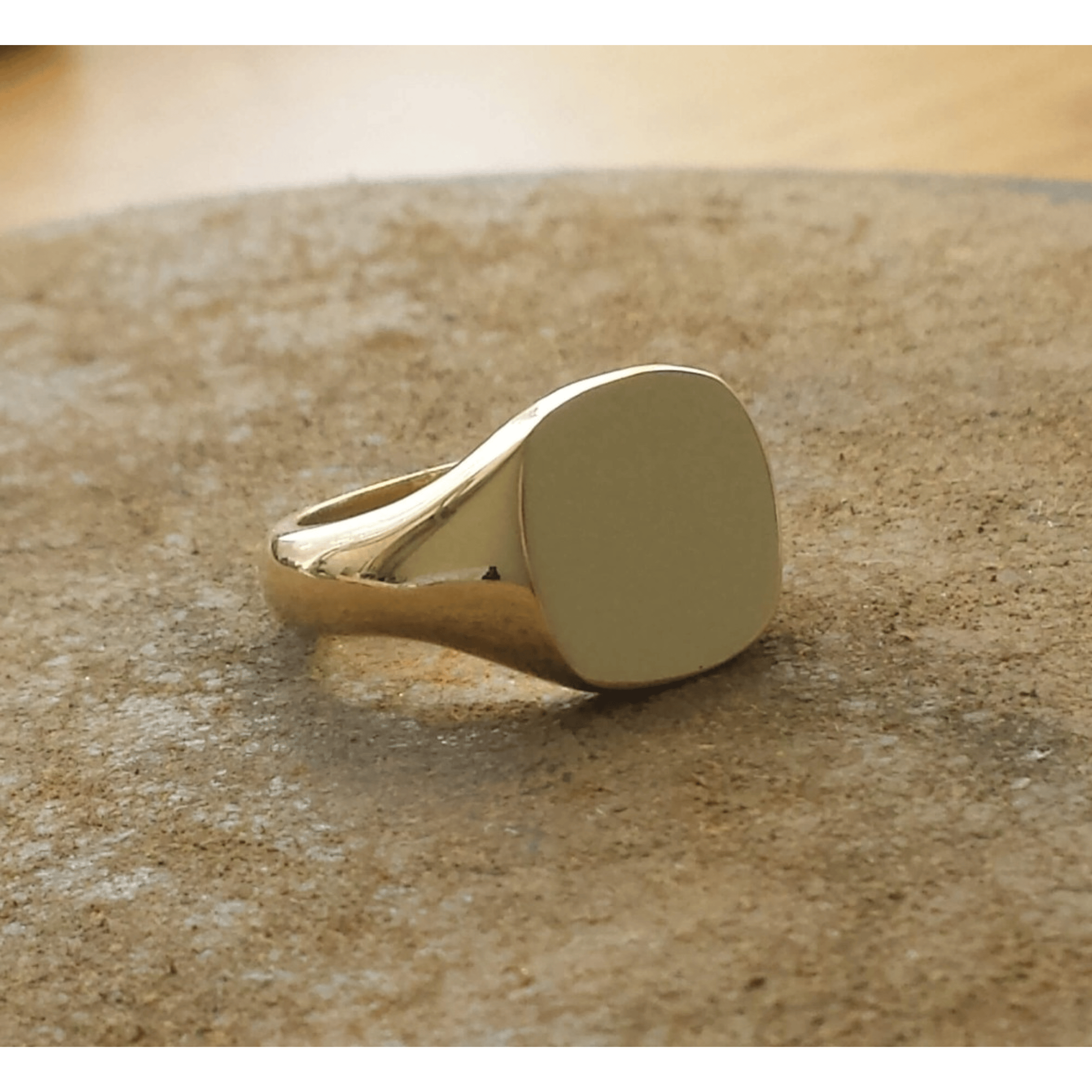 Classic Cushion Signet Ring Hand-Engraved Gold Signet Rings for